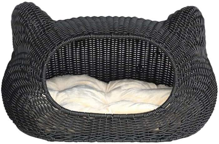  Cama nido para perro Casa de mascotas de ratán hecha a mano Caseta de gato Perrera Extraíble y lavable Pequeño perro mordida Estaciones Nido Exquisito Mano de obra caseta casa mascotas ( Color : A ) 