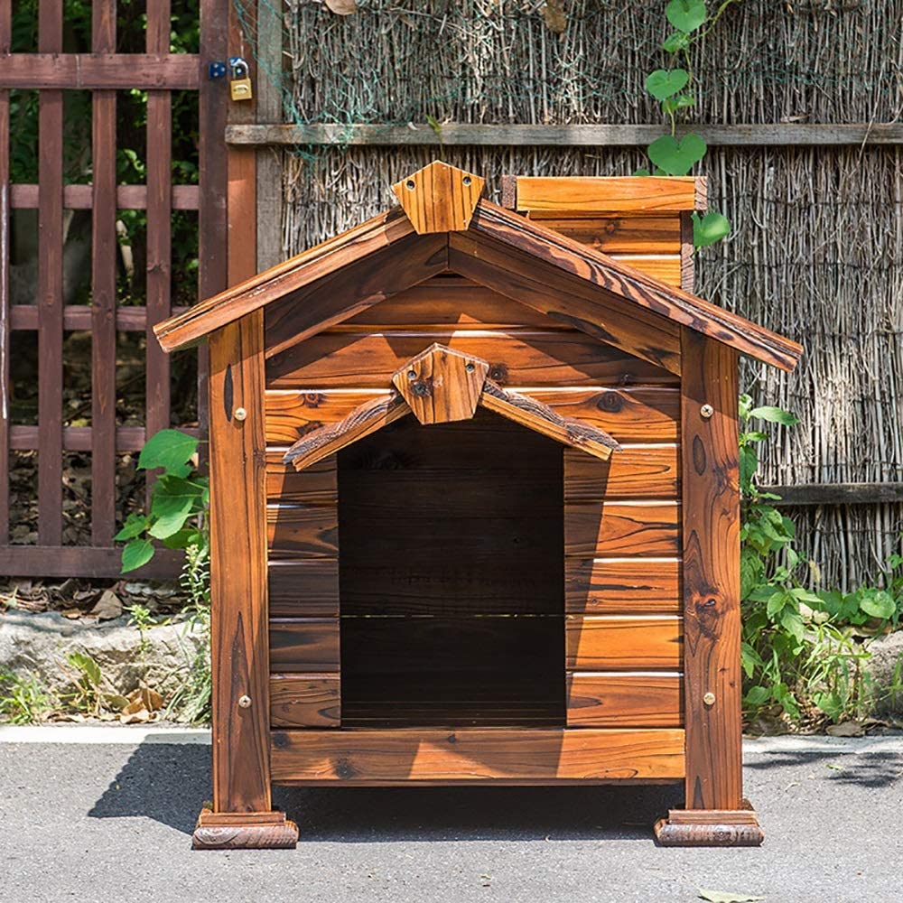  Casa para mascotas Medio perrera del perro del perrito del perro Casa de perro mascota de la perrera con tejado a dos aguas for el hogar Un especial for su mascota al aire libre casa del animal domést 