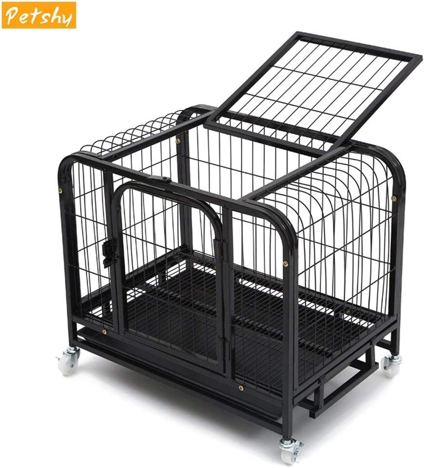  Casetas para perros Los cajones del perro grande del perro casero de la jaula plegable Casa Estable cajón de hierro Perros cómodo plaza perro dogo perrera Casa Parques para perros ( Color : Black ) 