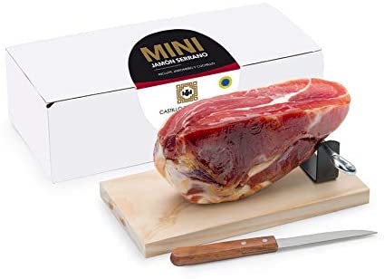  Castillo de Magaña - Mini Jamón Serrano deshuesado 1 kg + jamonero y cuchillo 