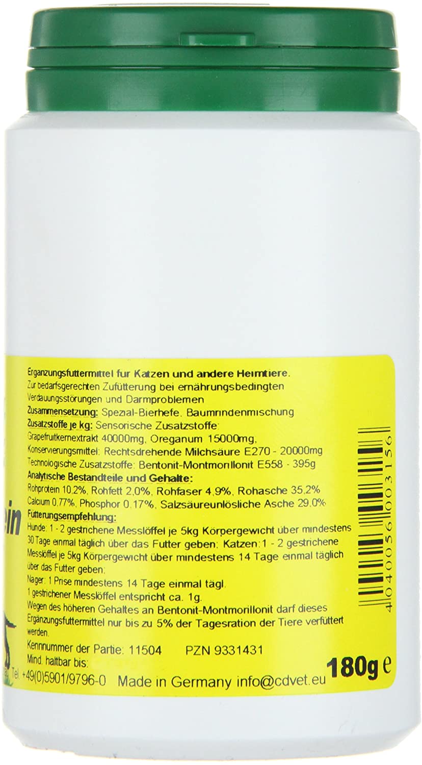  cdVet Naturprodukte DarmRein Pulver 180 g - Dog & Cat - intestinal Protector - intestinal mucosa - Minerals + Trace Elements + nutrients - Digestive - intestinal Health - Immune System - Bacteria - 