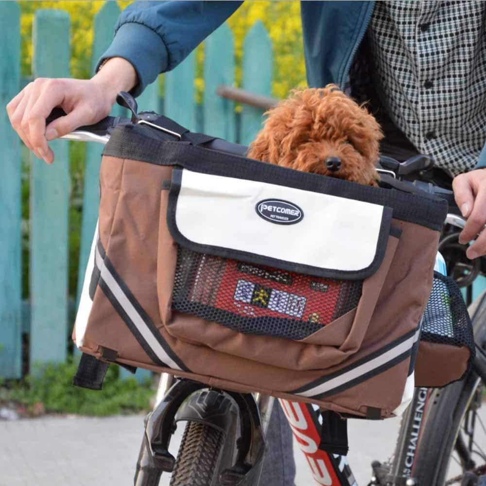  Cesta de bicicleta para mascotas,bolsa de manillar plegable extraíble bicicleta impermeable portaequipajescesta portador de mascotas bolsa de marco cinturón de seguridad del animal 