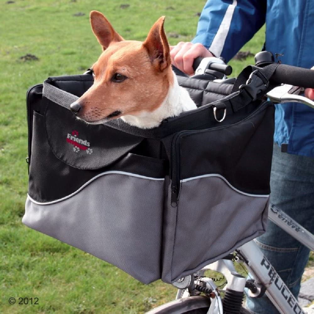  Cesta de bicicleta para perros, mascotas, parte delantera, para manillar, correa para el hombro, resistente, estable 