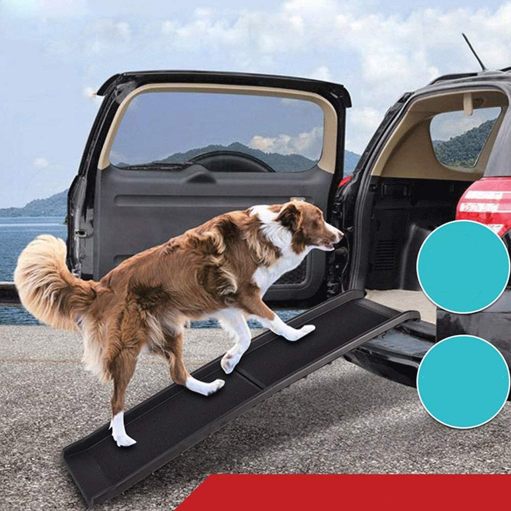  ChengLaoBan Shop Mascota Escaleras, Escaleras Plegables de Coches Coches Perros Pendientes de alimentación auxiliares Pasos de Coches for Mascotas, 39.5X155cm Escalera Mascota (Color : Black) 