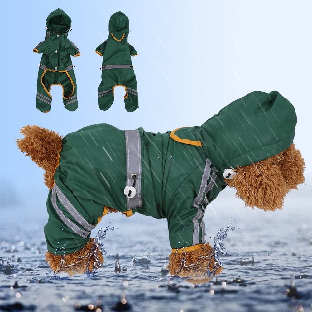  Chubasquero impermeable para mascotas. Chaqueta impermeable y reflectante con capucha para gatos y perros 