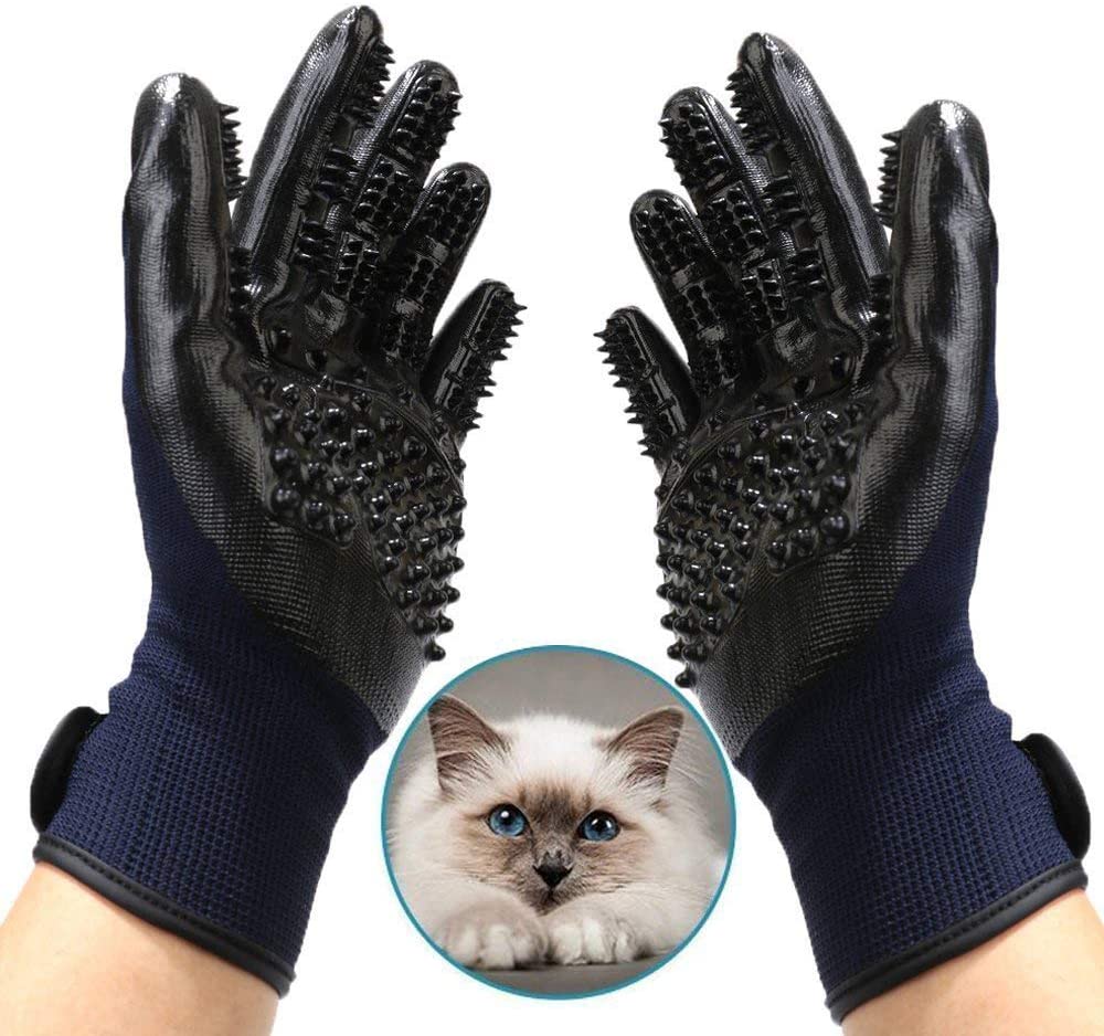  CHUER Guantes para Cepillar Mascotas y Quitar Pelos TPR Manopla Masaje Perros y Gatos Tamaño Ajustable 