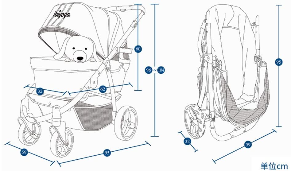  Cochecito para Mascotas Gatos/Perros, 4 Ruedas, Entrada sin Cremalleras, Cubierta de Intemperie incluida, Doblez de una Sola Mano 