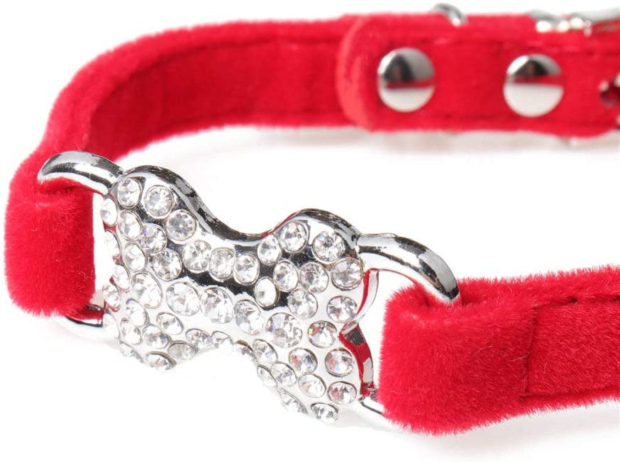  Collares Para Perros,Rhinestone Rojo Flocado Hueso Cachorro Caballero Collar Suave Collar De Perro Mascota Seguro Para Todas Las Estaciones Transpirable Suave Acolchado Ligero Acogedora Piscina Camina 