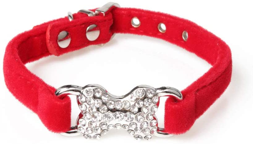  Collares Para Perros,Rhinestone Rojo Flocado Hueso Cachorro Caballero Collar Suave Collar De Perro Mascota Seguro Para Todas Las Estaciones Transpirable Suave Acolchado Ligero Acogedora Piscina Camina 