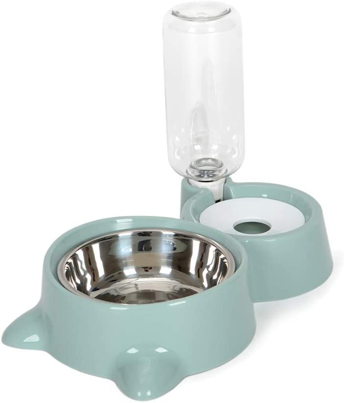  Comedero automático doble para cachorros, gatos, perros, con botella de agua, dispensador de agua, contenedor de comida para mascotas azul 