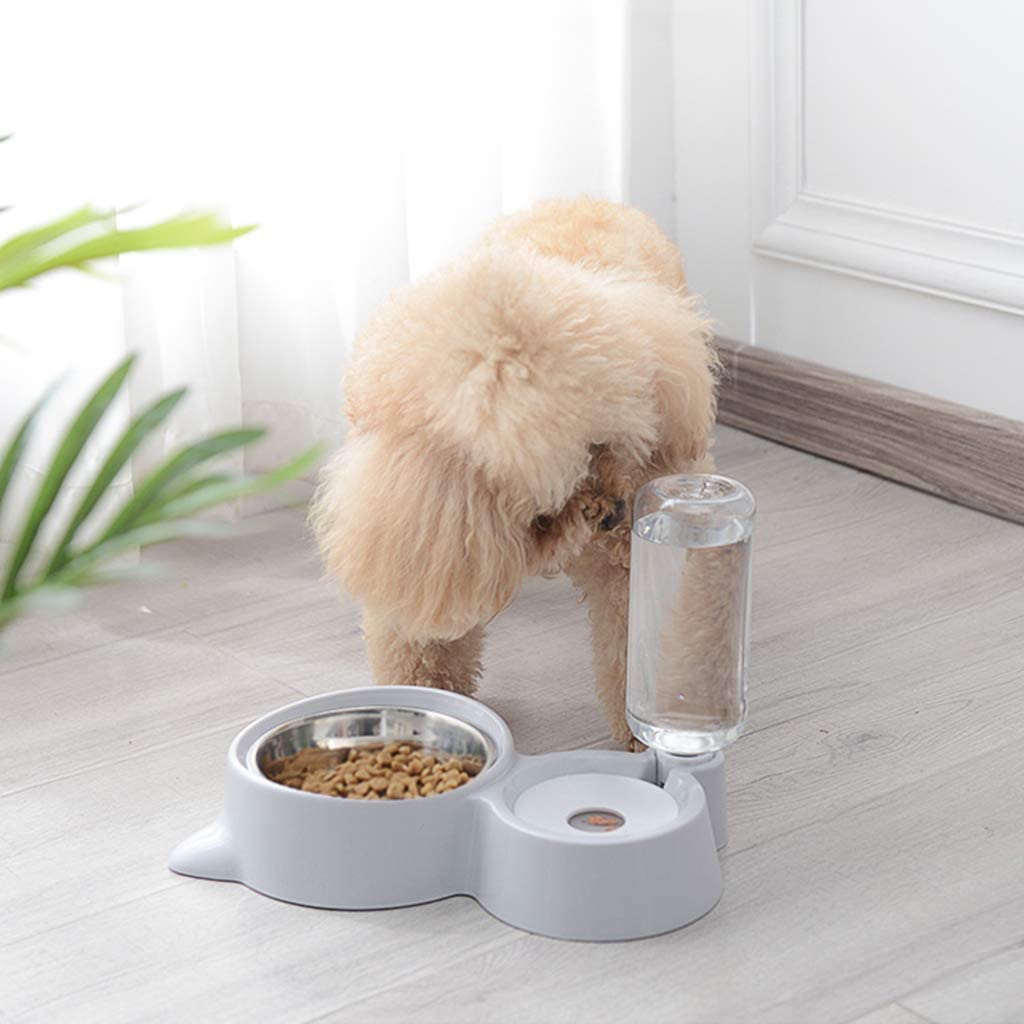  Comedero automático doble para cachorros, gatos, perros, con botella de agua, dispensador de agua, contenedor de comida para mascotas azul 