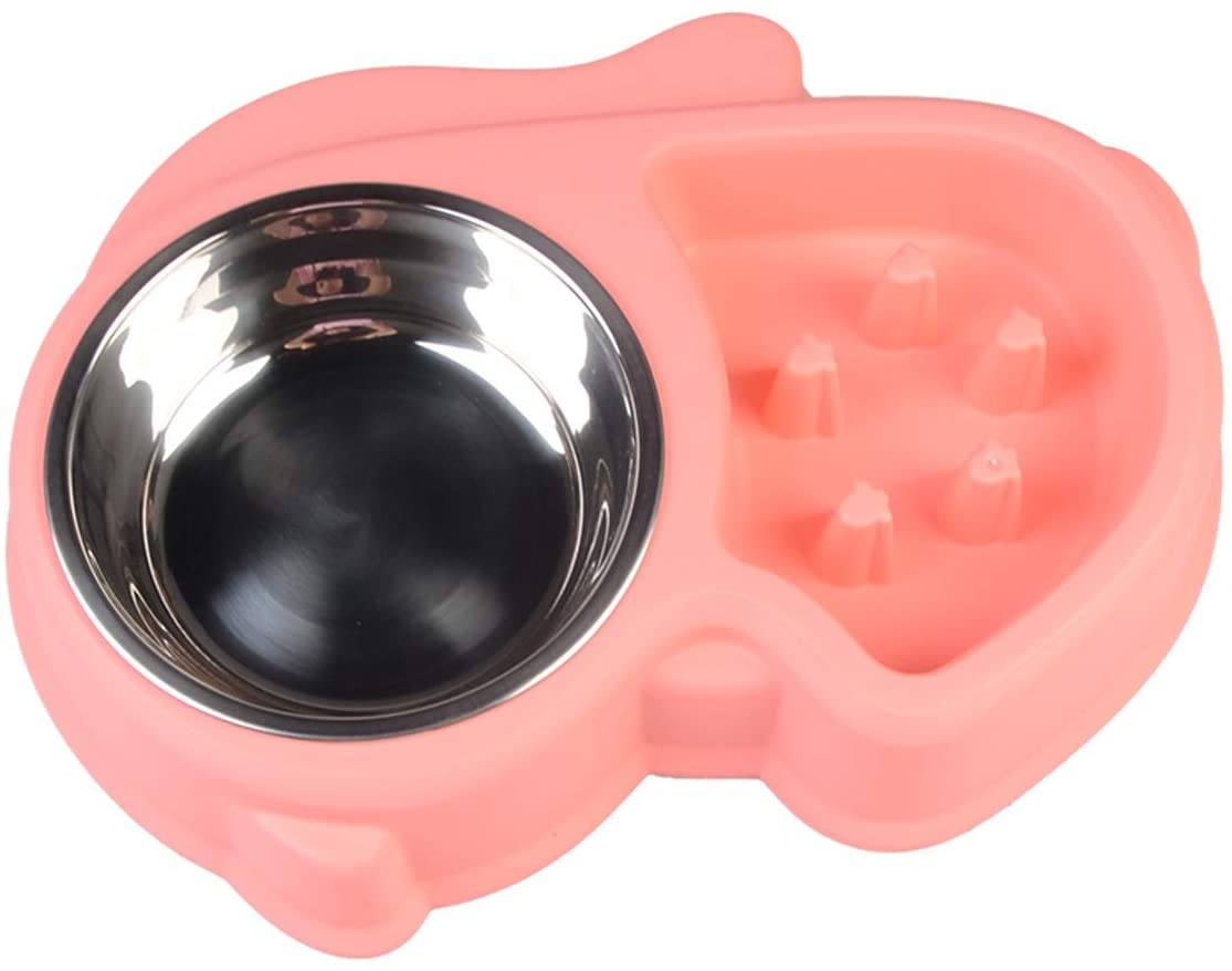  CWWOOLOOK Alimento Lento Anti-ácaros Stop Food Bowl Pet Bowl Cat Golden Retriever Dog Food Bowl Pet Drinking Water Feeding Dog Bowl Suministros for Mascotas (Color : Pink) 