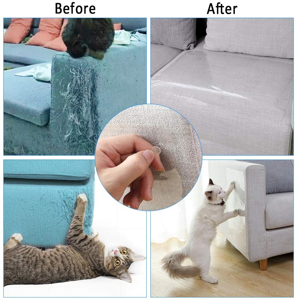  Dadabig 6pcs Protector de Muebles Gatos, Protector Sofa Gatos Protector de Sofá para Mascotas con 30 Tornillos Evitar Que los Gatos Rasguñen los Muebles (Transparente, 14 * 48cm y 30 * 45cm) 