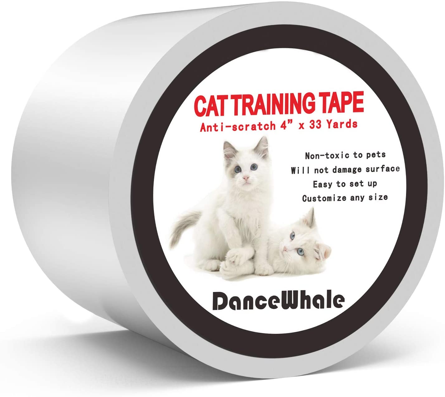  DanceWhale Cinta de Entrenamiento Anti Arañazos para Gatos, 10 CM x 30 M Cinta Disuasoria Transparente para Rascar Gatos, Protector de Muebles para Sofá, Alfombra, Puertas 