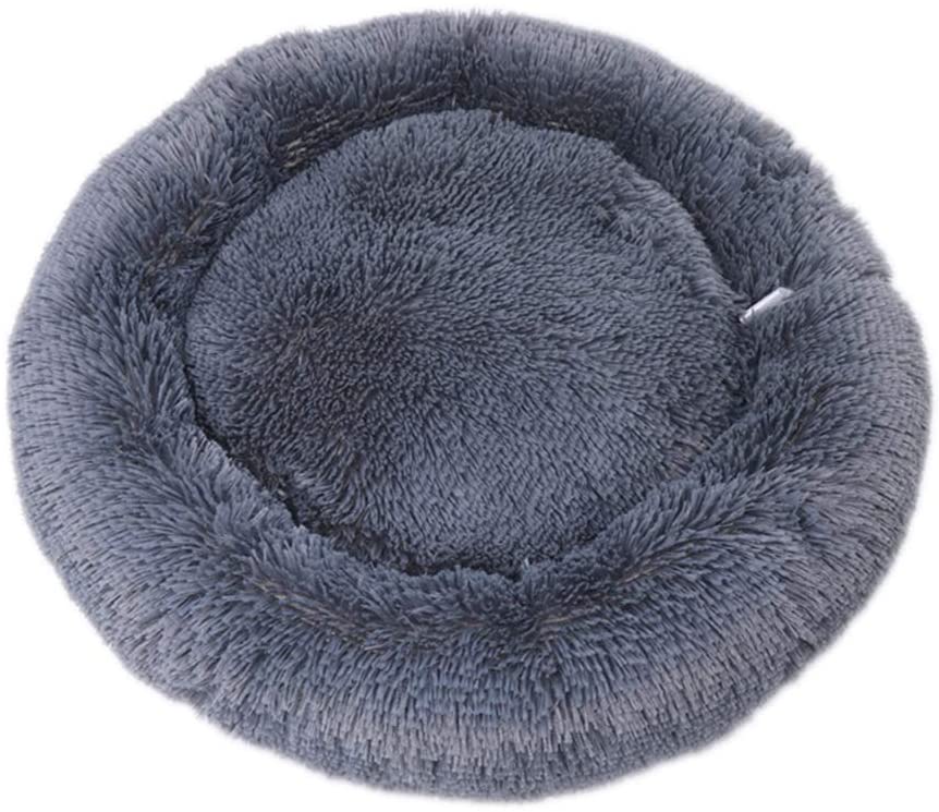  DaoRier Pelo Largo Casa para Mascotas Cama de Perro Gato Puppy Conejo Mascota Antideslizante Plegable Suave Calentar con Cojín Extraíble Gris 50CM 