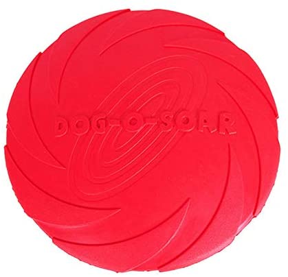  Da.Wa Juguete para Perros de Diseño Aerodinámico Frisbee para Perros Volador para Perro de Goma Natural para Perros Rojo Ø 18 cm 