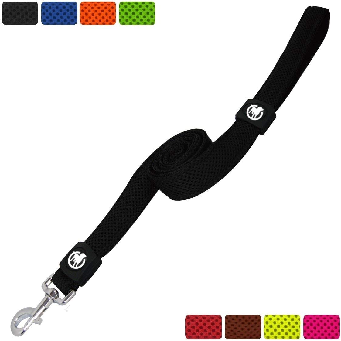  DDOXX Correa Perro Air Mesh, Acolchado, Lazo de Mano, 120 cm | Diferentes Colores & Tamaños | para Perros Pequeño, Mediano y Grande | Accesorios Gato Cachorro | Negro, XS 