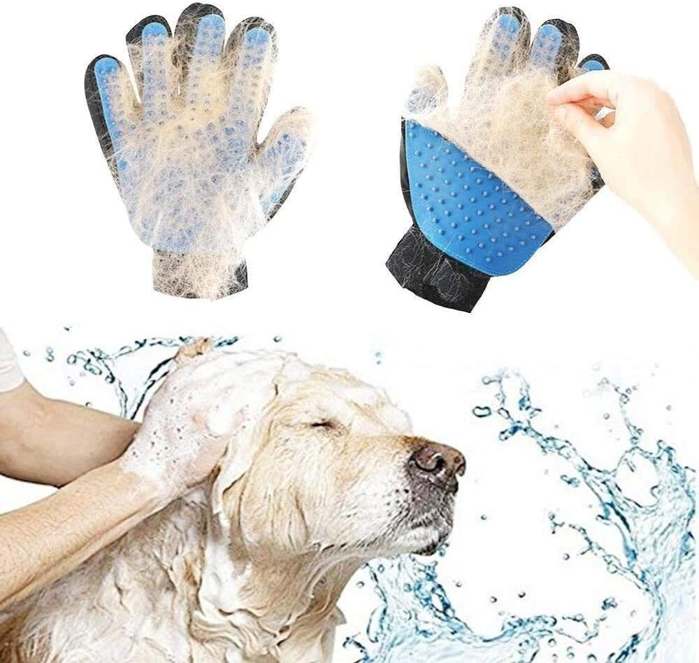  Deggodech Guante de Mascotas Perro Gato Limpieza de baño Cepillo Guante Silicona True Touch Suave y eficiente para Masaje Grooming Eliminación de removedor de Pelo Limpiar el Guante 