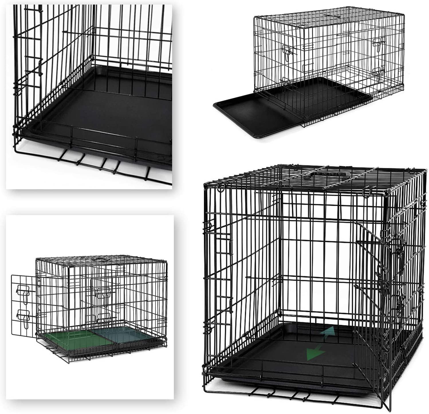  dibea DC00493, jaula de transporte para perros y animales pequeños, caja robusta hecha de alambre fuerte, plegable / con bisagras, 2 puertas, con bandeja inferior, tamaño XL 