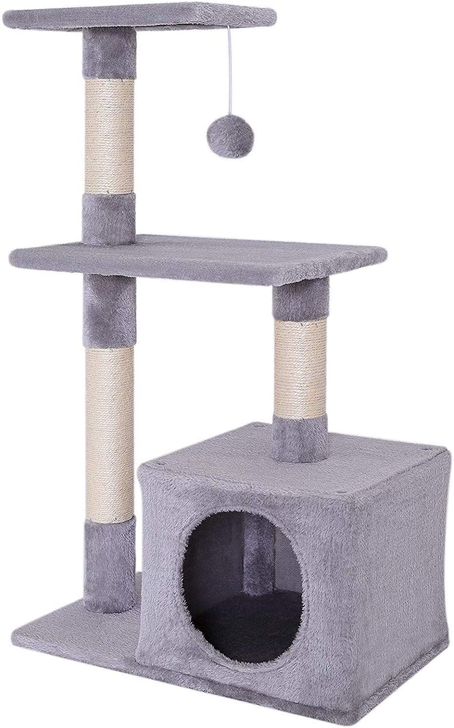  Dibea KB00253 Árbol Rascador para Gatos, Escalador, Altura 80 cm, Color Gris Claro 