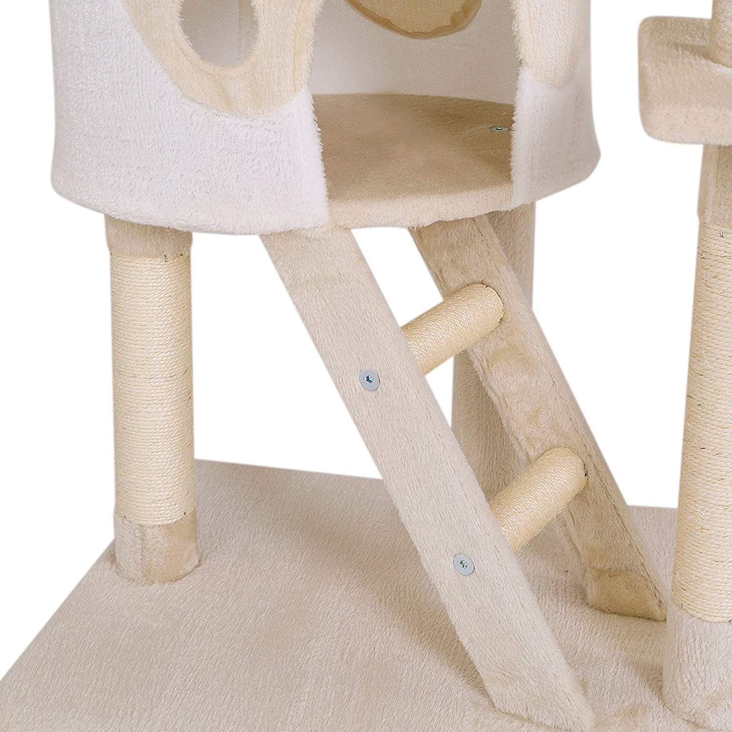  Dibea KB00404 Árbol Rascador Escalador para Gatos, 240-260 cm, Altura Ajustable del Techo Beige y Blanco 