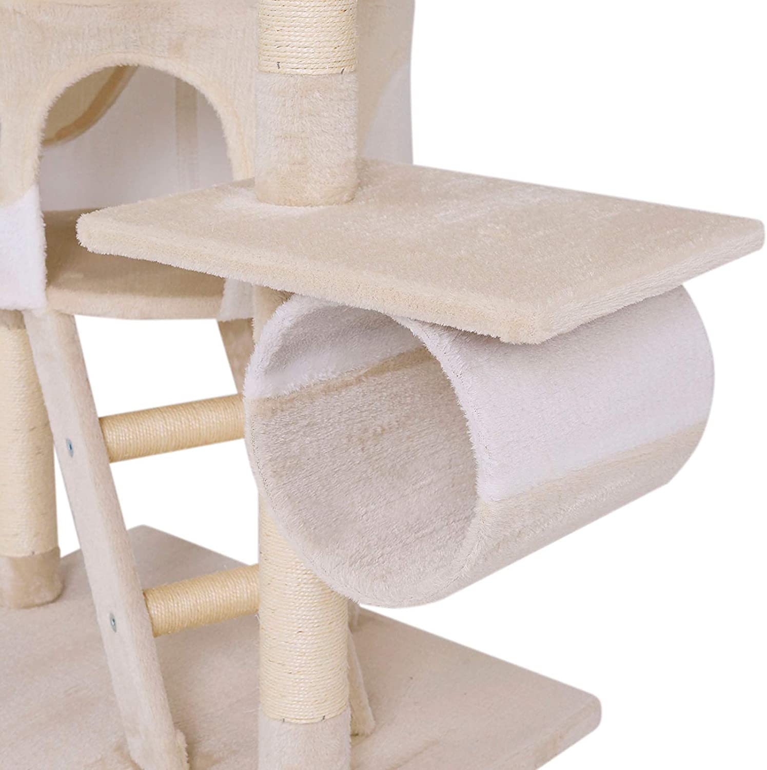  Dibea KB00404 Árbol Rascador Escalador para Gatos, 240-260 cm, Altura Ajustable del Techo Beige y Blanco 