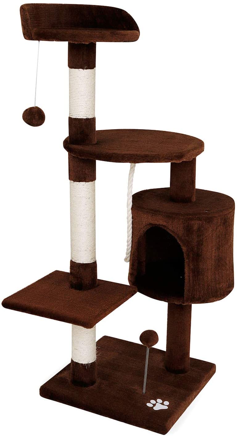  Dibea - Rascador para Gatos, Centro de Actividades, Poste para rascar, 112 cm, Color marrón 