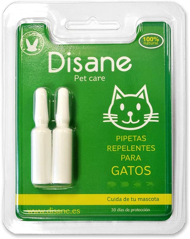  DISANE Pipetas Antiparasitarias para Gatos Naturales | 2 Meses de Protección Antipulgas, Contra Insectos y Parásitos: Pulgas, Garrapatas y Mosquitos | Formuladas Bajo Control Veterinario para el Gato 