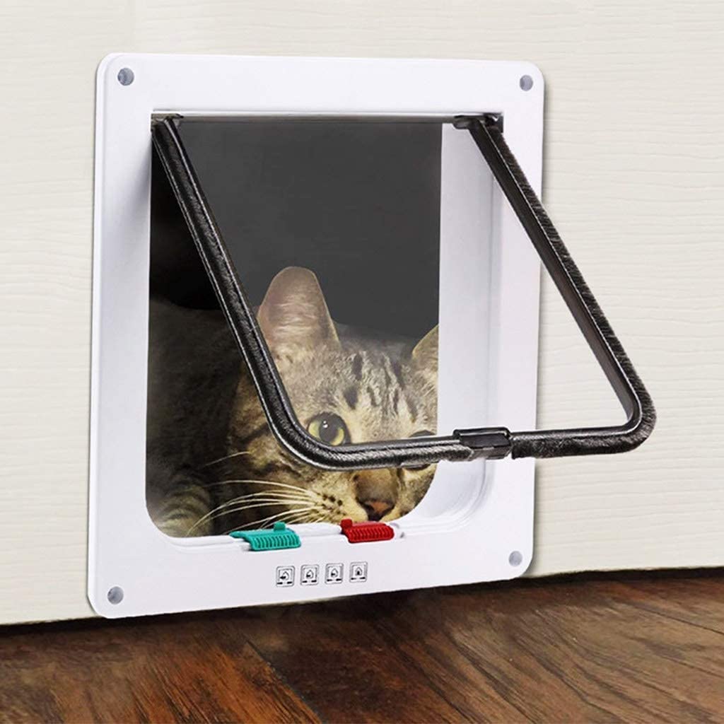  DOORS Puertas de Seguridad para Mascotas, 4 vías, con Cierre, para Perro, Gato, Gatito, plástico ABS, para Mascotas pequeñas 