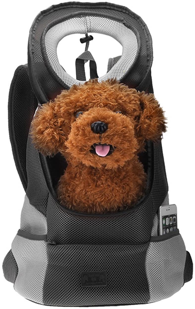  Ducomi® Pets Courmayeur - Mochila para el Transporte de Perros y Cachorros en Tejido Elástico y Transpirable de Malla (XL, Negro) 