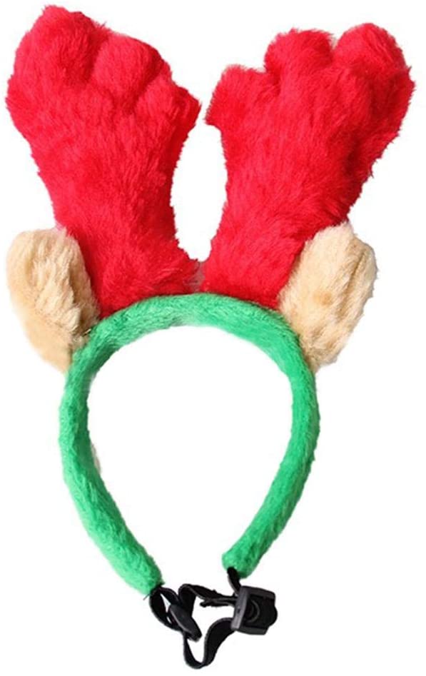  Earthily steadyuf Diadema Cuernos para Mascota Reno Cuernos Ciervo Disfraz Perro Decoracion Navidad Cute Hair Band Accesorios clásicos de Navidad para Perros y Gatos S, L Rojo + Verde Fabulous 