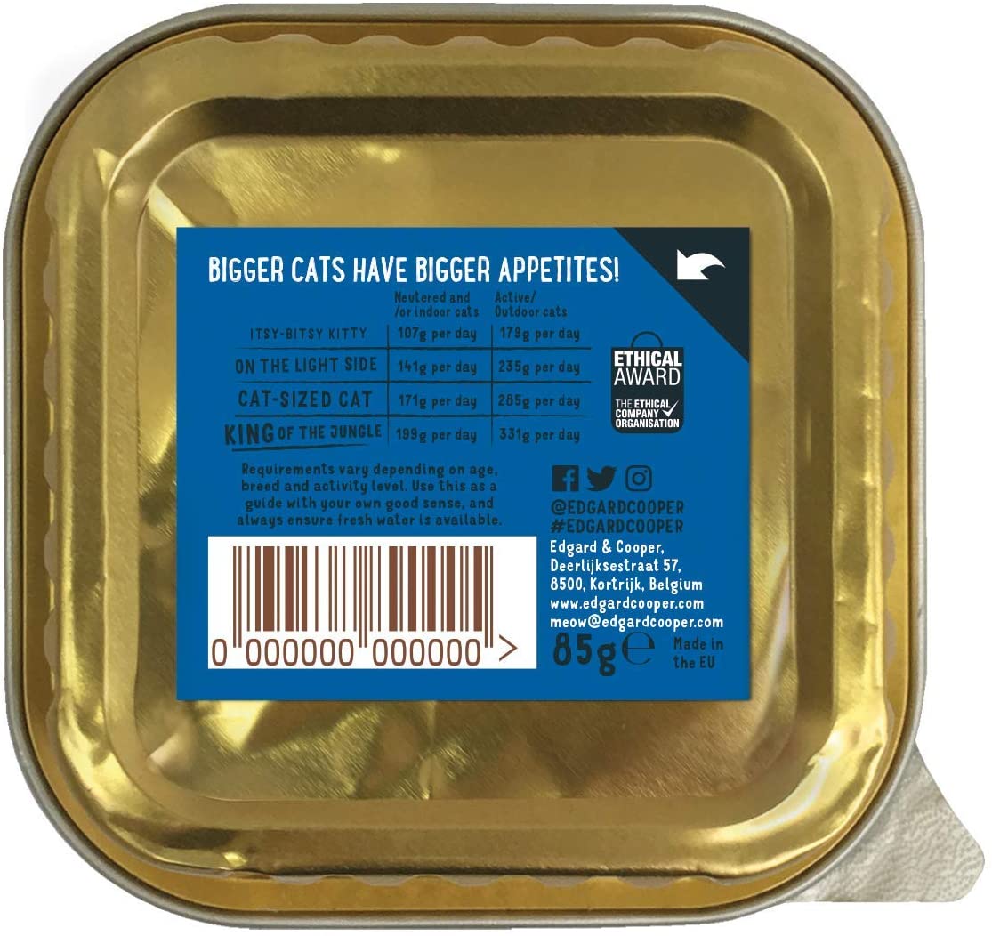  Edgard & Cooper Comida humeda Gatos Adultos sin Cereales, Natural con Pollo Fresco y Bacalao con certificación MSC. Comida Sana Rica en nutrientes y antioxidantes Naturales Pack tarrinas de 19x85gr 