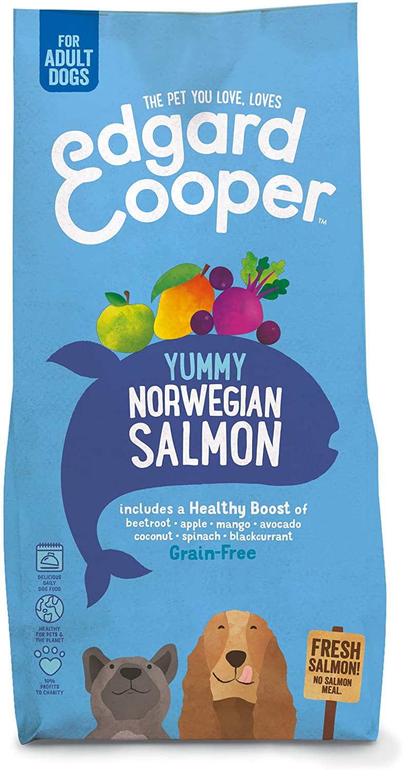  Edgard & Cooper pienso para Perros Adultos sin Cereales, Natural con Salmón Fresco, 7kg. Comida Premium balanceada sin harinas de Carne ni Carnes sobreprocesadas, cocinada a Baja Temperatura 