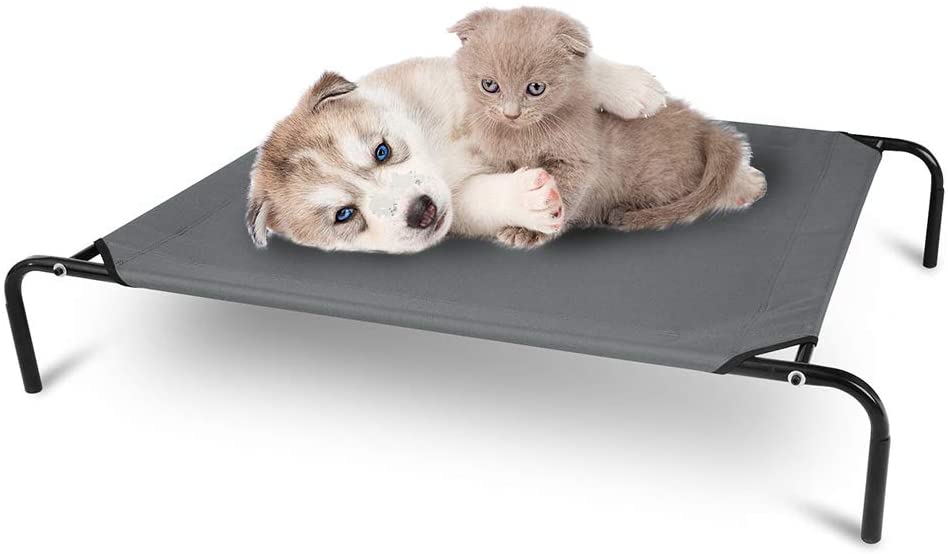  Elightry Cama Perros Gatos Mascotas Plegable Cama Dormir para Exterior Terraza Jardín Camping al Aire Libre Impermeable Gris L(130 * 80 * 20cm) YDNGC0001gr3 