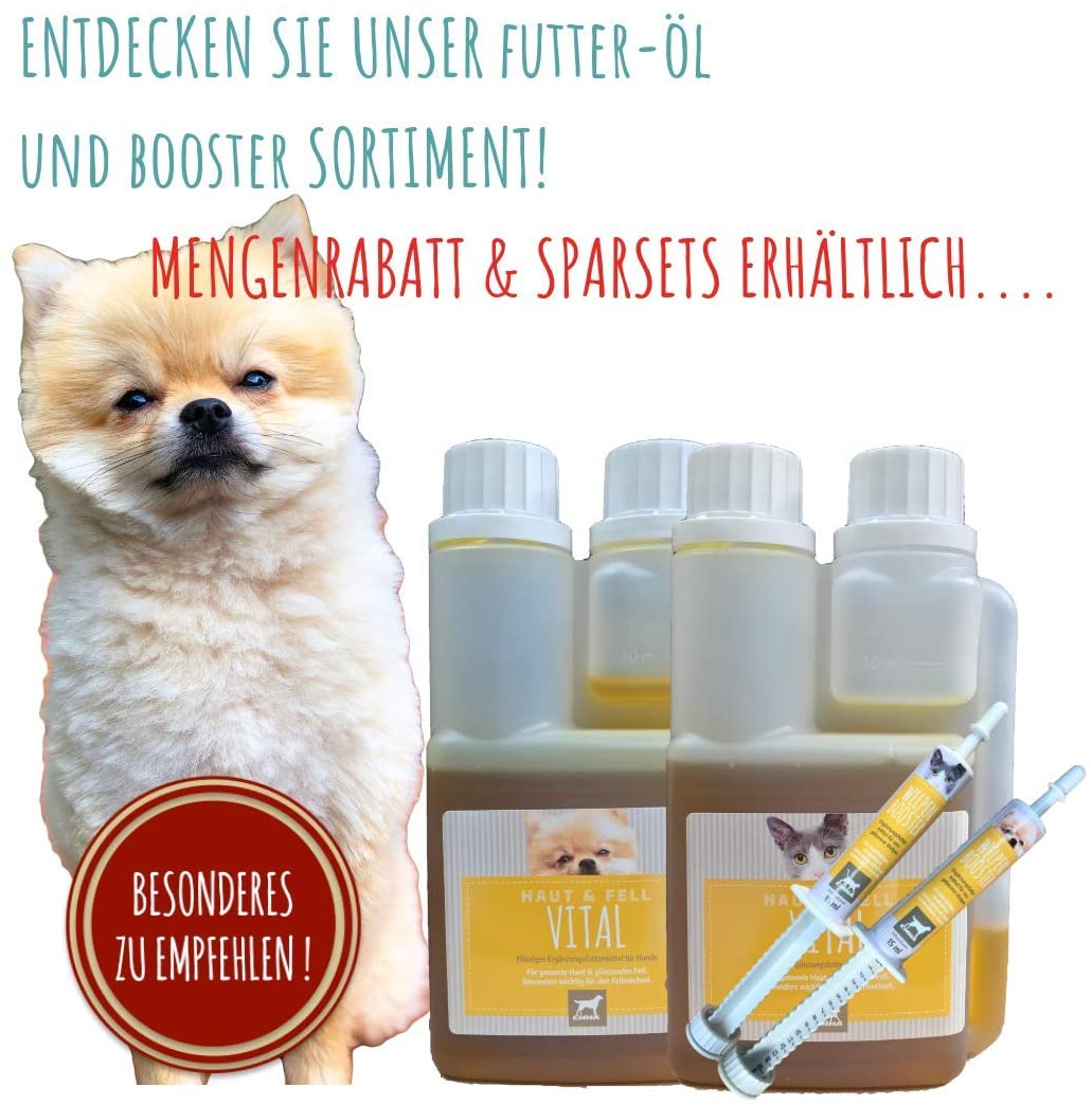  EMMA Aceite de linaza y Aceite de cártamo más Vitamina E I Aceite de Alimentos prensado en frío I Ácidos grasos insaturados (Omega 3 6) I Aceite de vómito I para Gatos I Piel y Pelo Vital 250 ml 