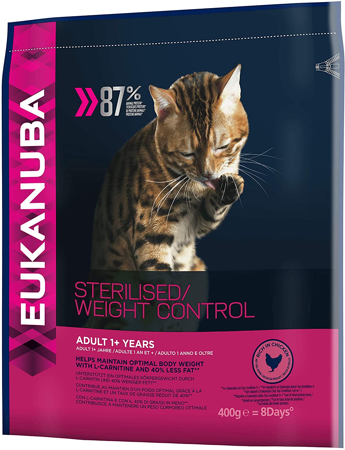  Eukanuba - Comida esterilizada para gatos, paquete de 7 (7 x 400 g) 