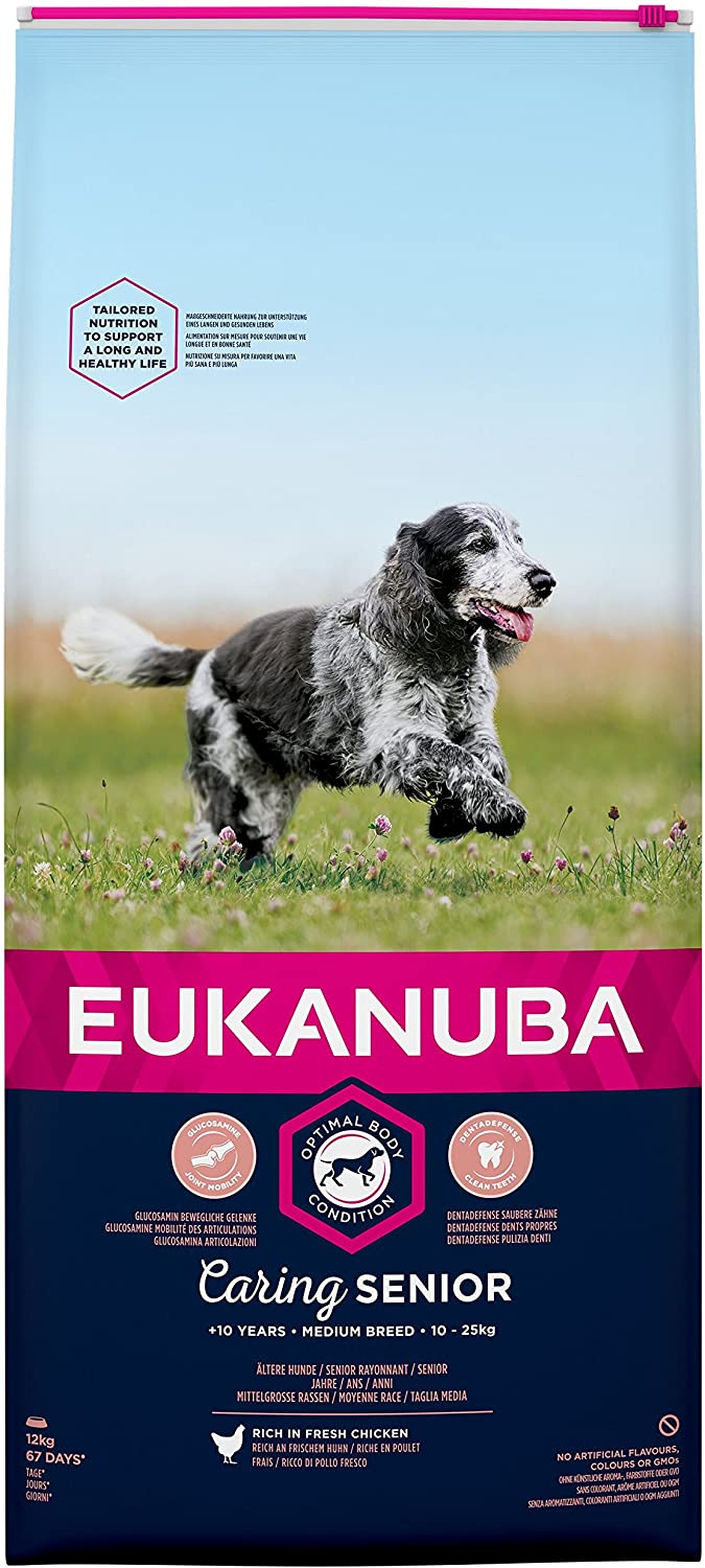  EUKANUBA Edad Avanzada con Necesidad de Cuidados Raza Mediana rico en pollo fresco [12 kg] 