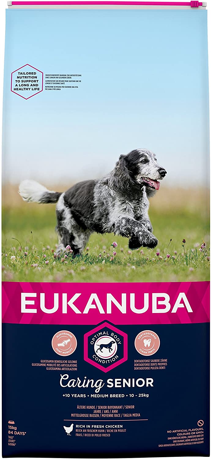  EUKANUBA Edad Avanzada con Necesidad de Cuidados Raza Mediana rico en pollo fresco [15 kg] 