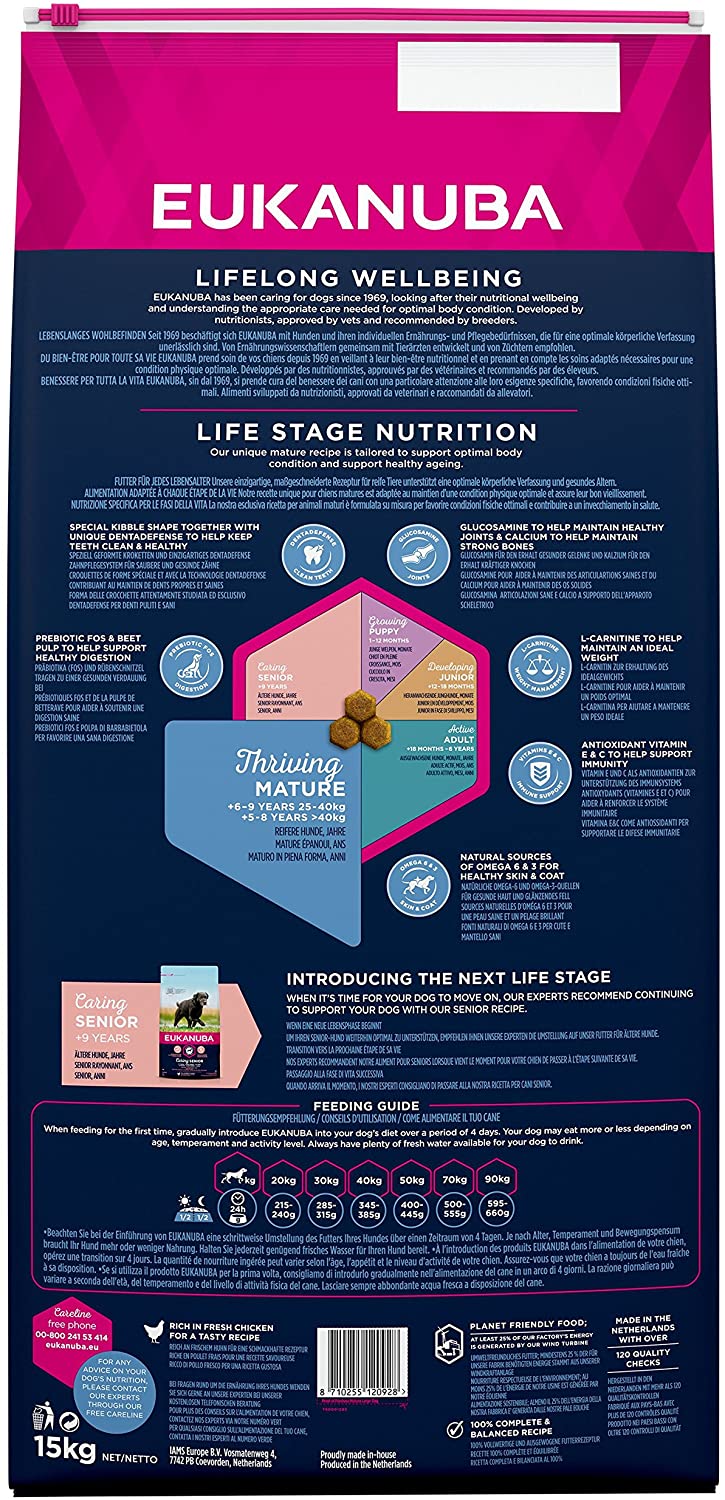 EUKANUBA Edad avanzada Próspero Raza Grande rico en pollo fresco [15 kg] 