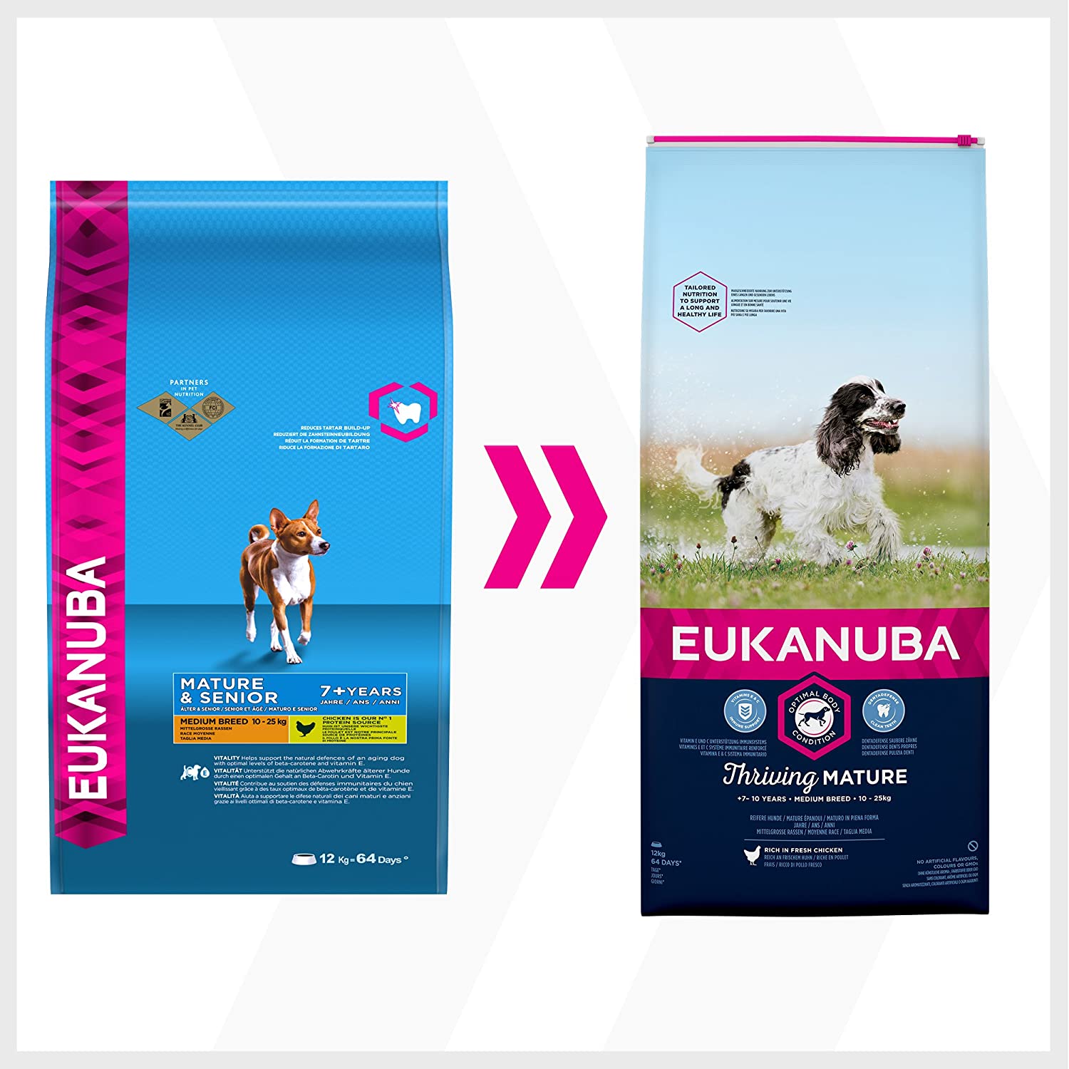  EUKANUBA Edad avanzada Próspero Raza Mediana rico en pollo fresco [12 kg] 