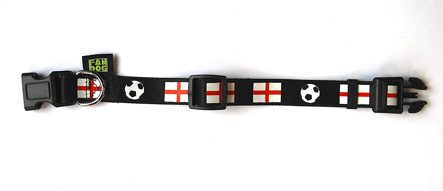  FanDog - Collar para Perro con Pelotas de fútbol y Bandera Nacional Inglesa para Aficionados al fútbol (Talla M) 