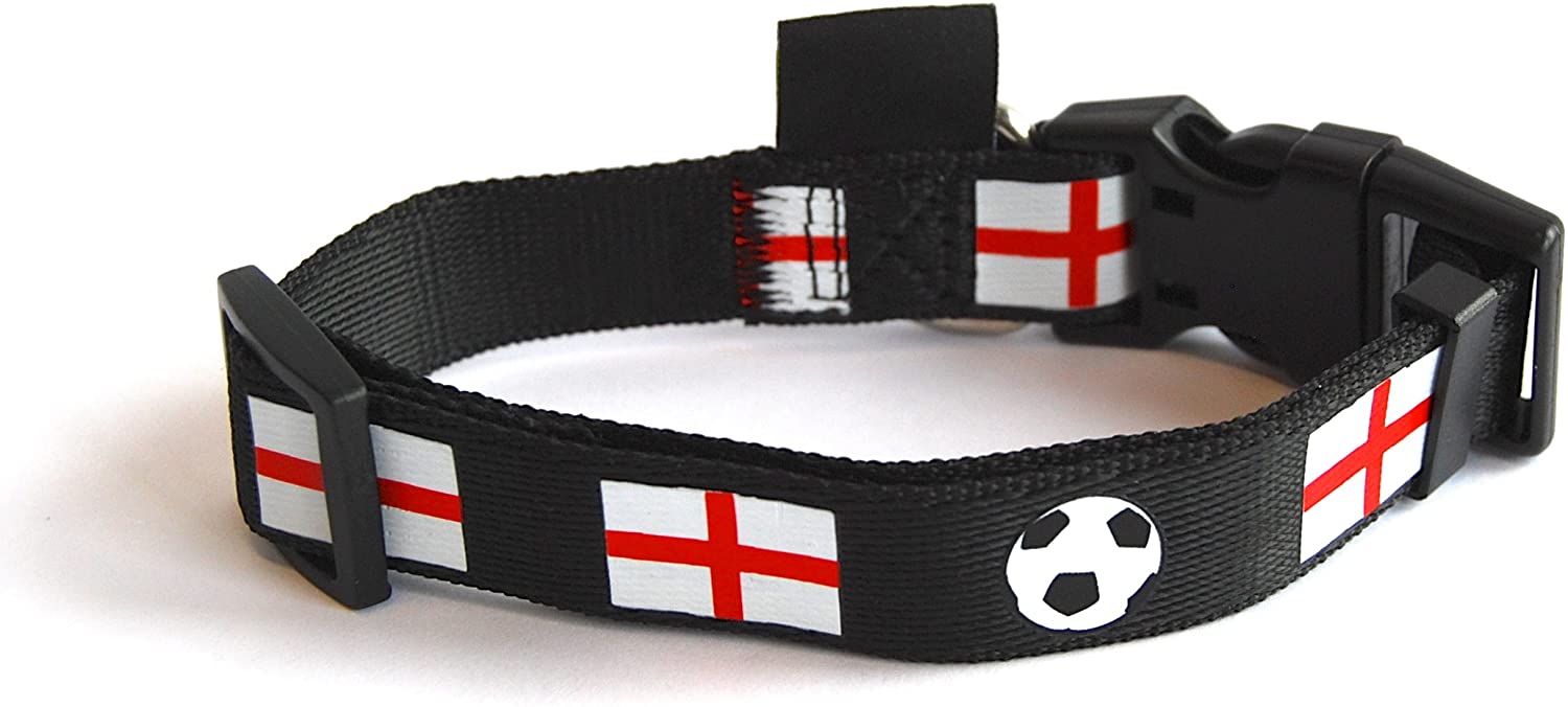  FanDog - Collar para Perro con Pelotas de fútbol y Bandera Nacional Inglesa para Aficionados al fútbol (Talla M) 