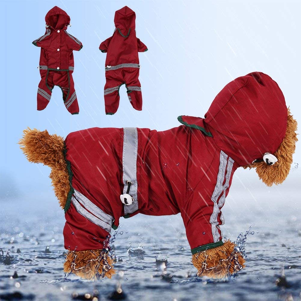  Fdit Impermeable para Perros de Mascota Chubasqueros para Medianas Perros con Capucha y Tiras Reflectoras Seguras(XXL) 