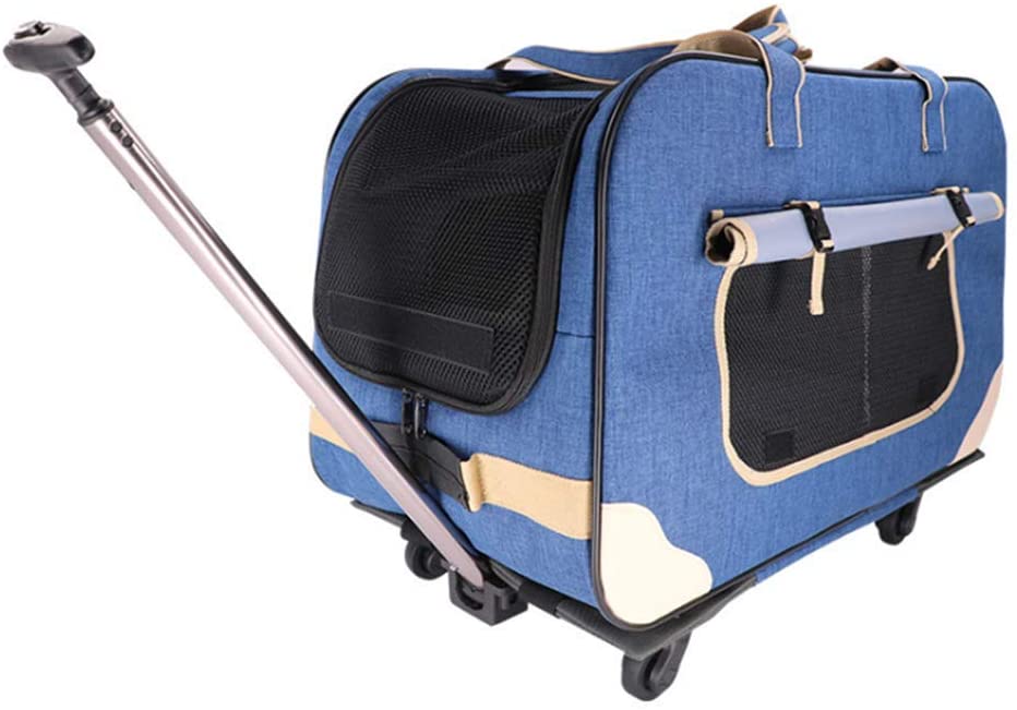  Febelle Maleta Equipaje para Mascota portaperro Gato Portador con Techo Solar para Transporte Viaje Caja con Rueda aerolínea diseño Tela Oxford 