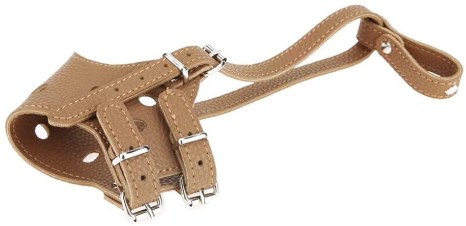  Feidaeu Bozal para Perro Ajustable Anti Bark Bite Chew PU Cuero para adiestramiento de Perros para Perros pequeños, medianos, Grandes, máscara de Seguridad 