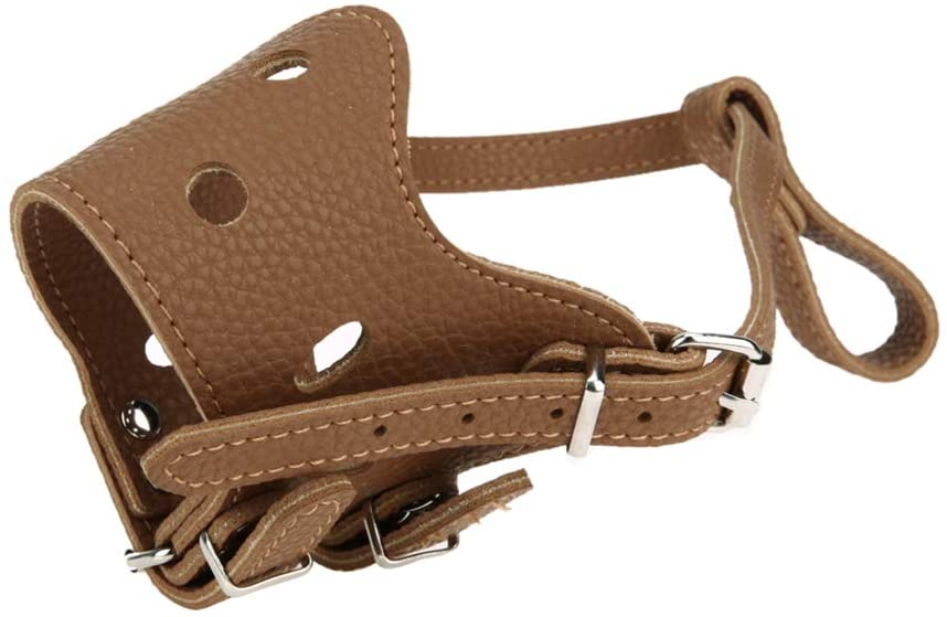  Feidaeu Bozal para Perro Ajustable Anti Bark Bite Chew PU Cuero para adiestramiento de Perros para Perros pequeños, medianos, Grandes, máscara de Seguridad 