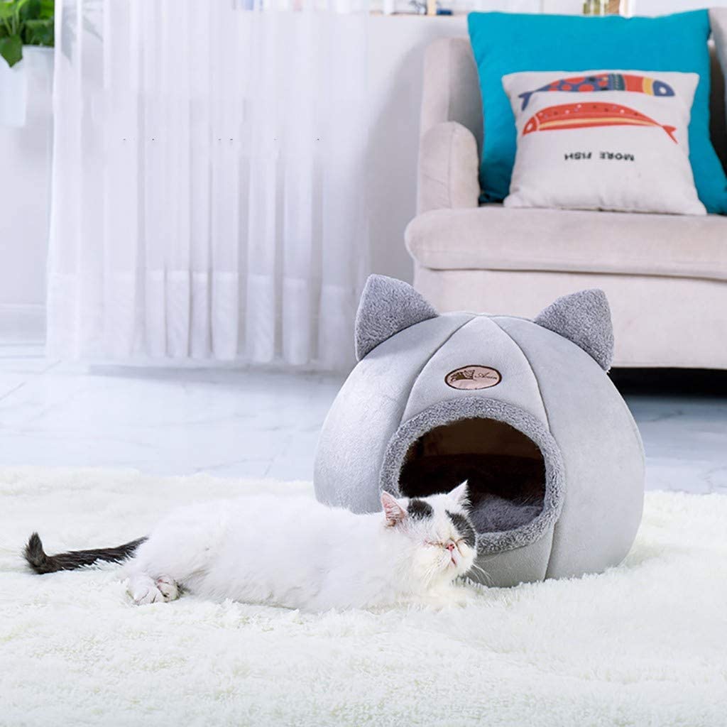  FELZ Mascota Perro Gato Tienda Casa Perrera Invierno Nido Cálido Almohadilla Suave Y Plegable para Dormir Semi Cerrado Invierno Suave Kitty House Kennel Cats Dog Sleeping Nest Bed 