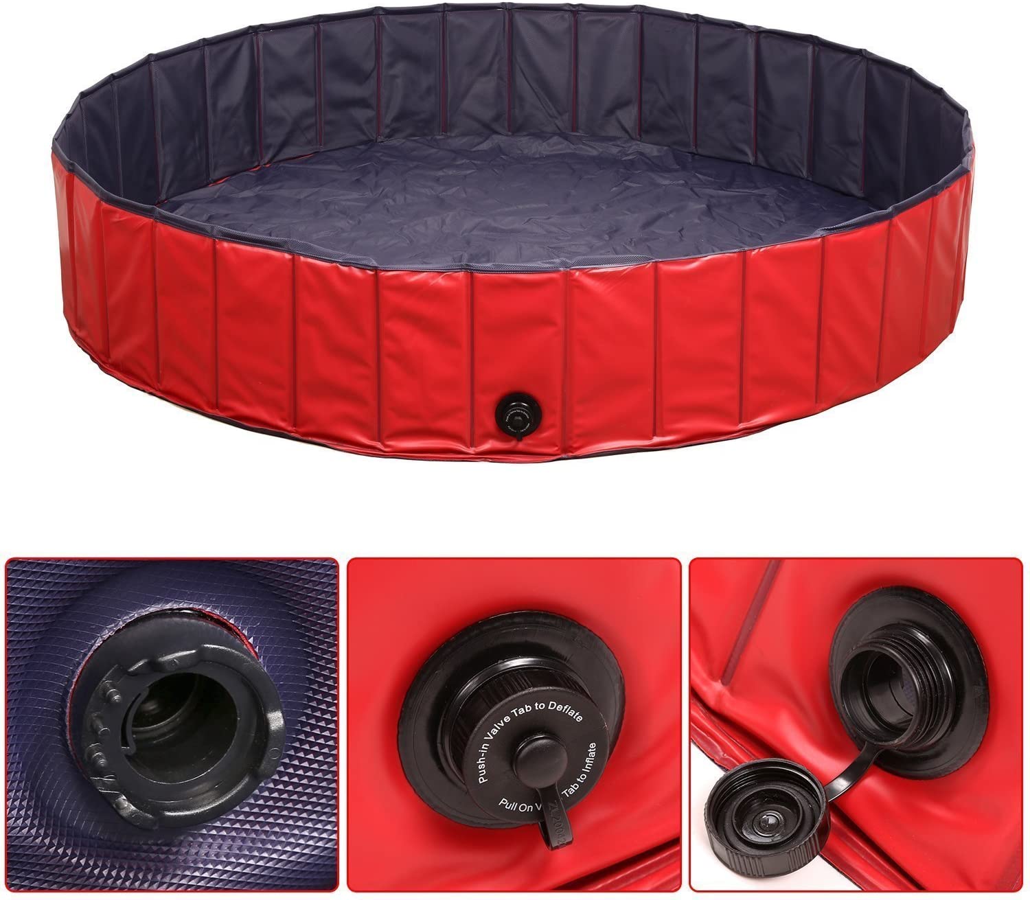  Femor Bañera Plegable de Mascotas Baño Portátil para Animales Piscina para Perros y Gatos Adecuado para Interior Exterior al Aire Libre Color Rojo (S/80 x 20cm) 