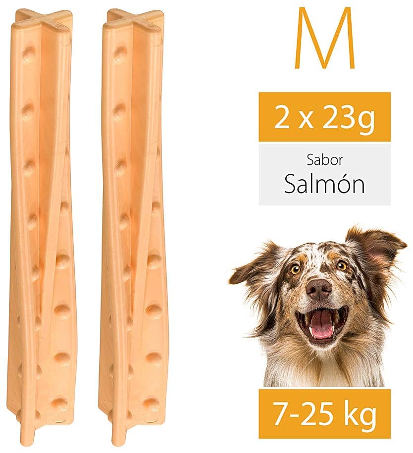  Ferplast 88265036 Goodbite Helix M Juguete Hueso À Hélice para La Higiene Oral, Sabor A Salmón, Perro Medio-Grande (7-25 Kg), Natural, 2 Piezas De 23G 