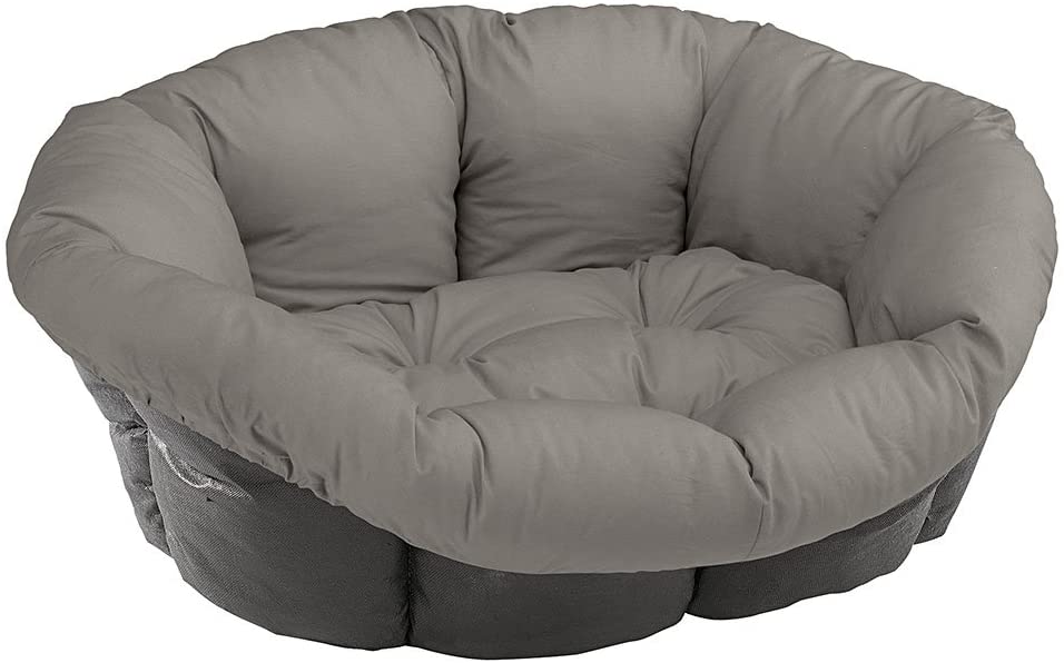  Ferplast Cojín para Cama de Perros y Gatos SOFÀ Cushion 4 Funda Acolchada para Cama de Animales Tipo Cesta de plástico, Algodón Lavable, Regulable con cordón elástico, 64 x 48 x h 25 cm Gris 